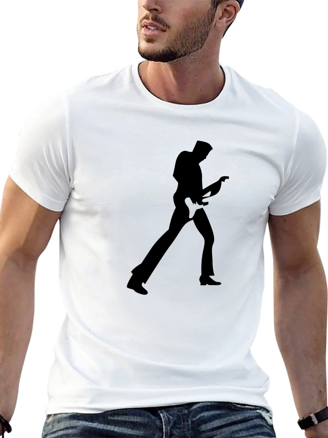 Black Silhouette Guitar Player Graphic Tee