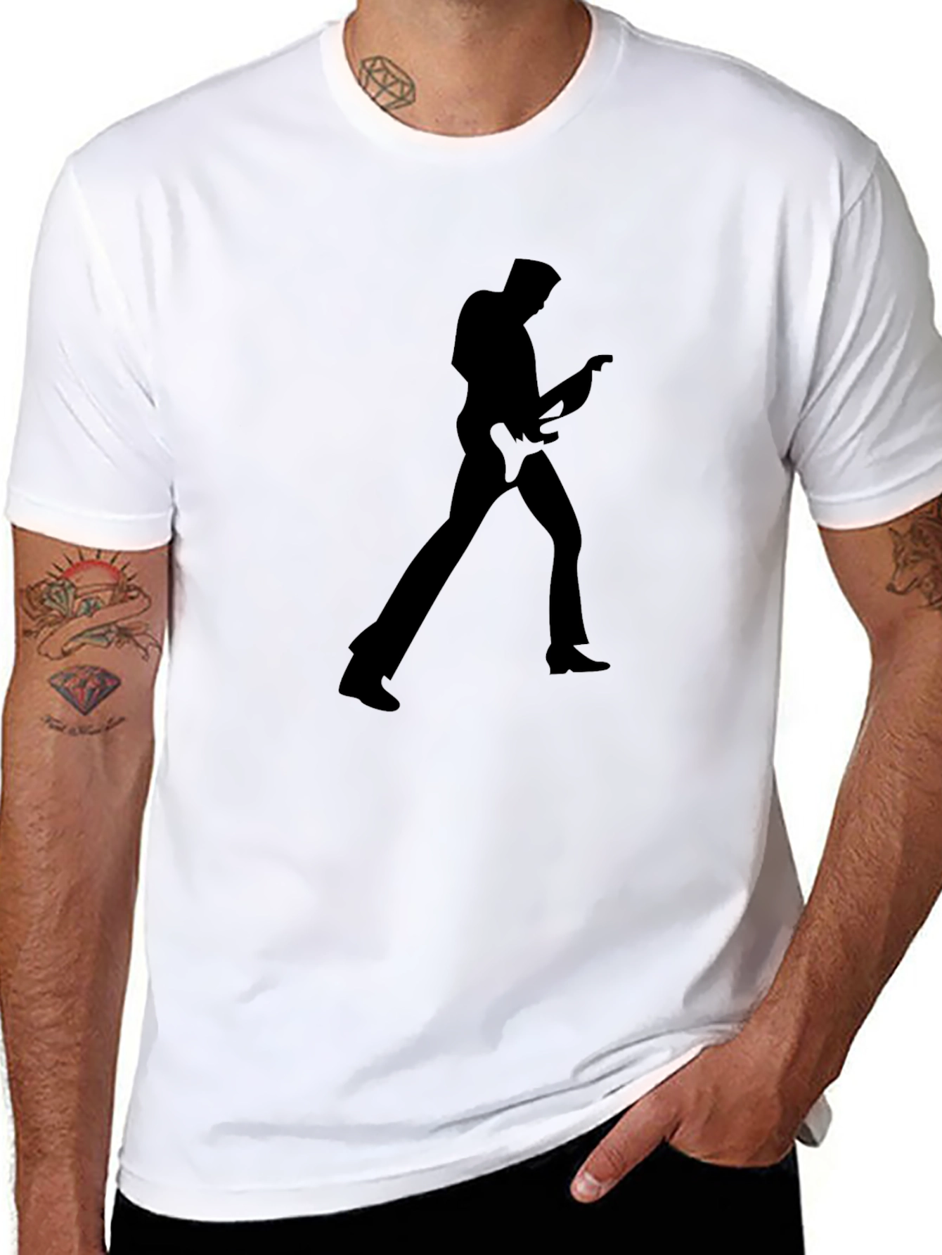 Black Silhouette Guitar Player Graphic Tee