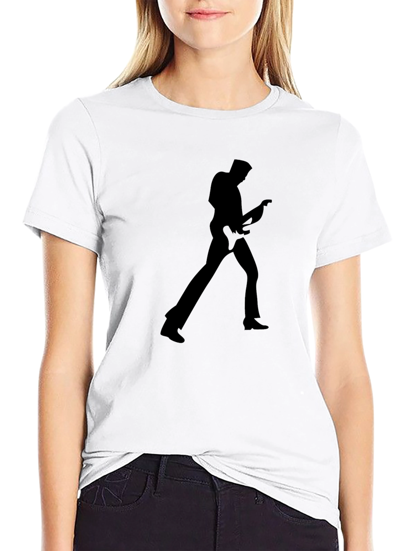 Black Silhouette Guitar Player Graphic Tee