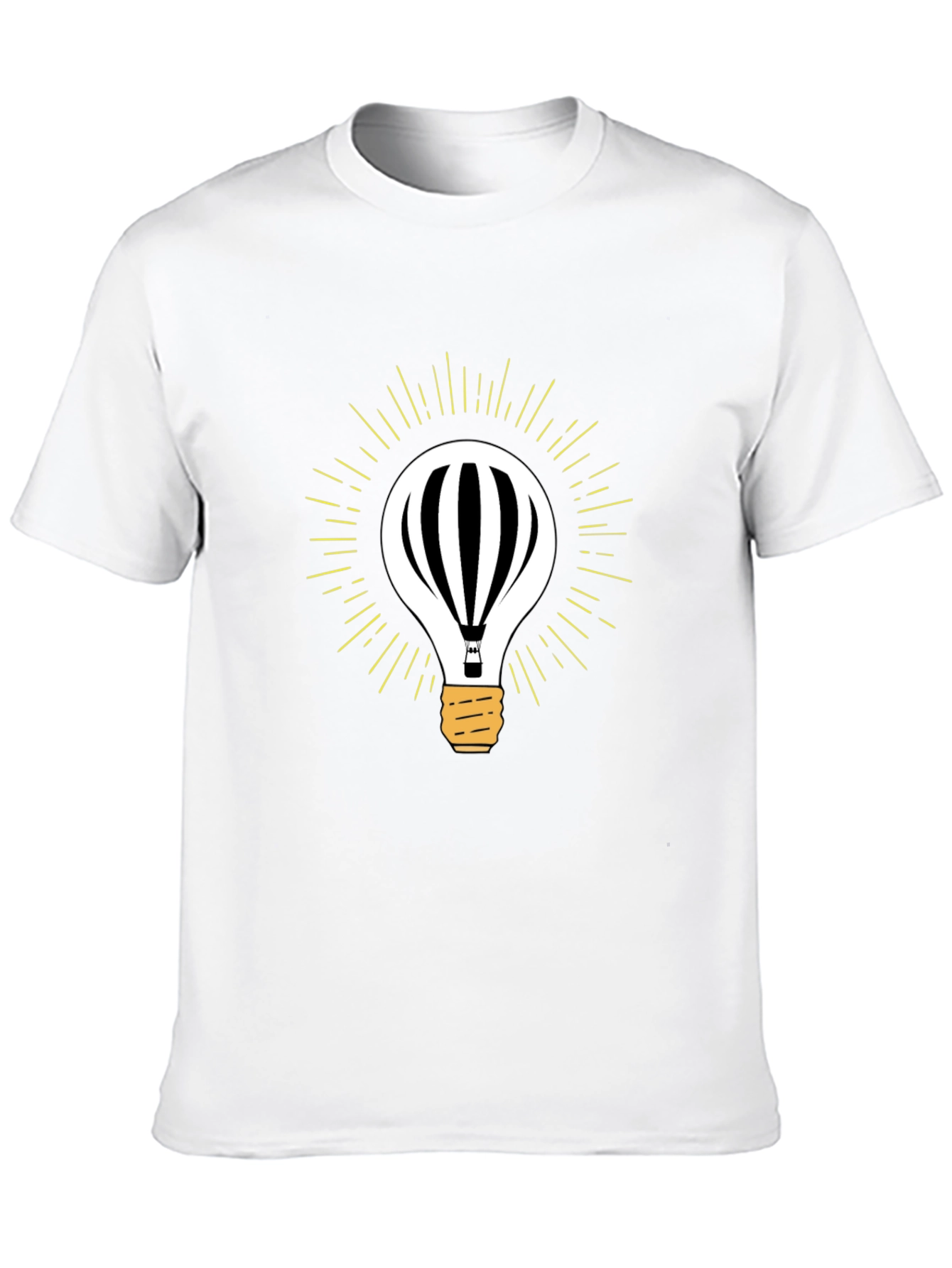 Mens Black Hot Air Balloon Light Bulb Graphic Tee