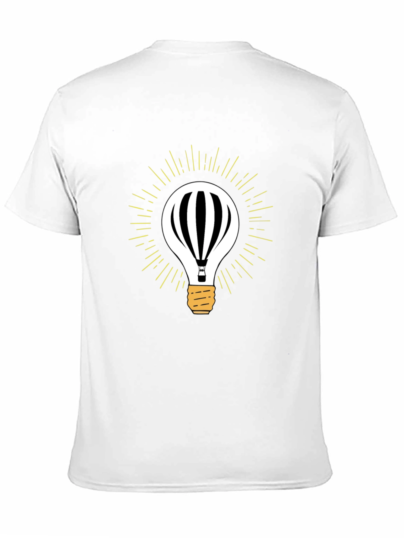 Mens Black Hot Air Balloon Light Bulb Graphic Tee