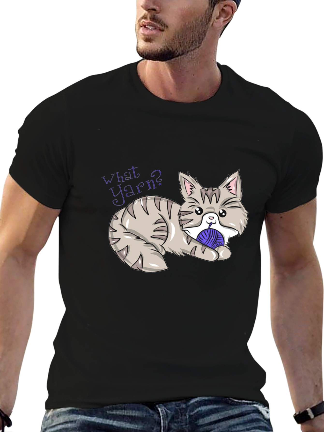 What Yarn? Cat Graphic T-Shirt - Novelty Tee