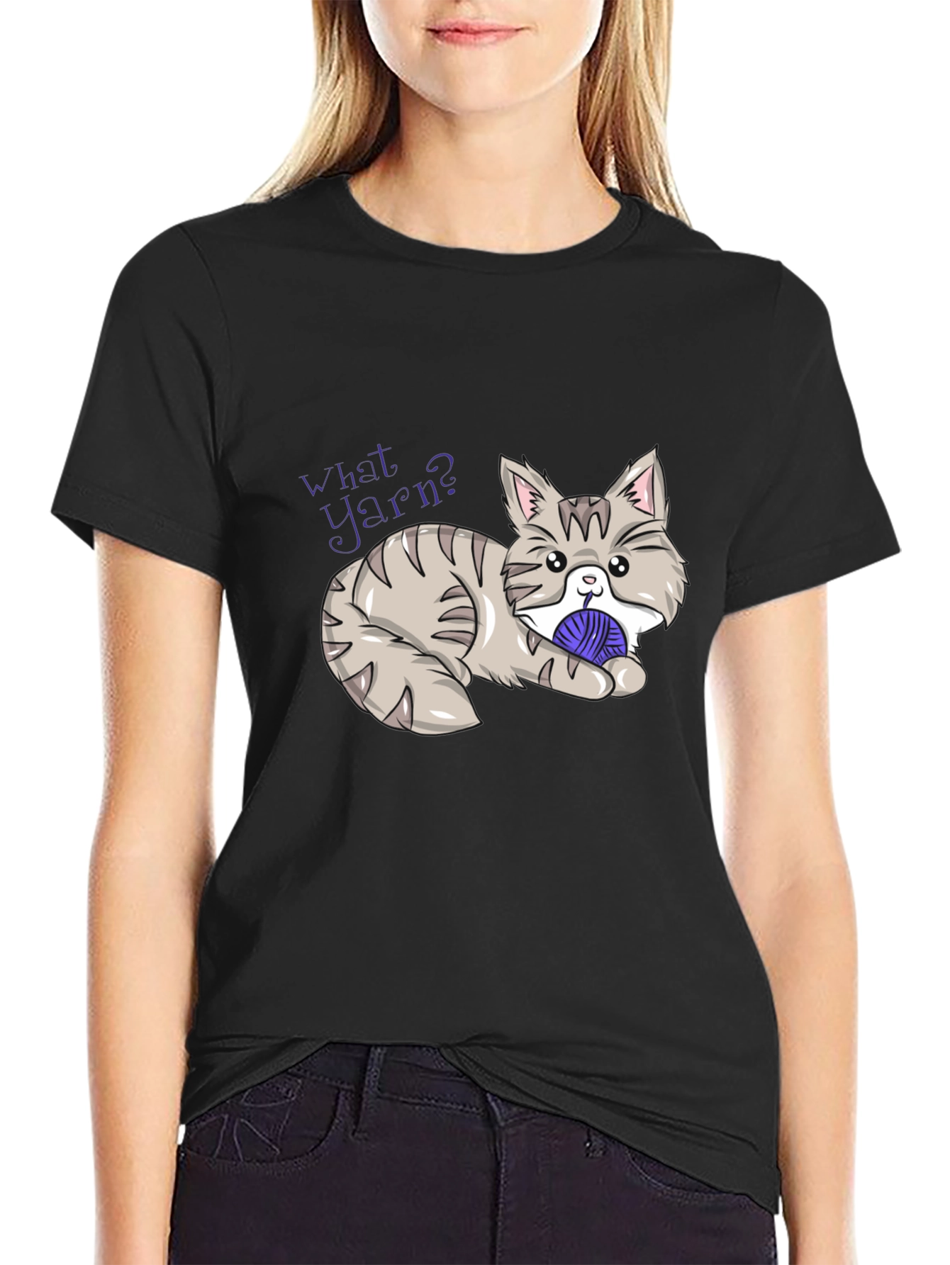 What Yarn? Cat Graphic T-Shirt - Novelty Tee
