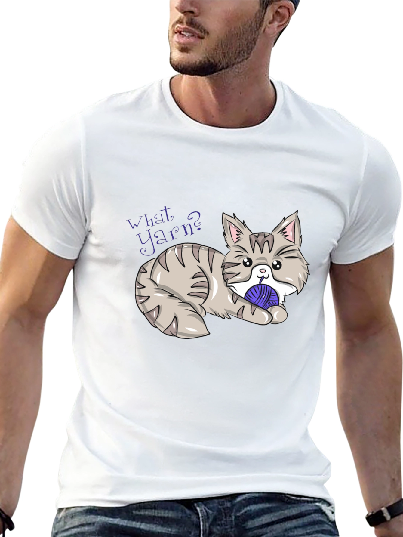 What Yarn? Cat Graphic T-Shirt - Novelty Tee