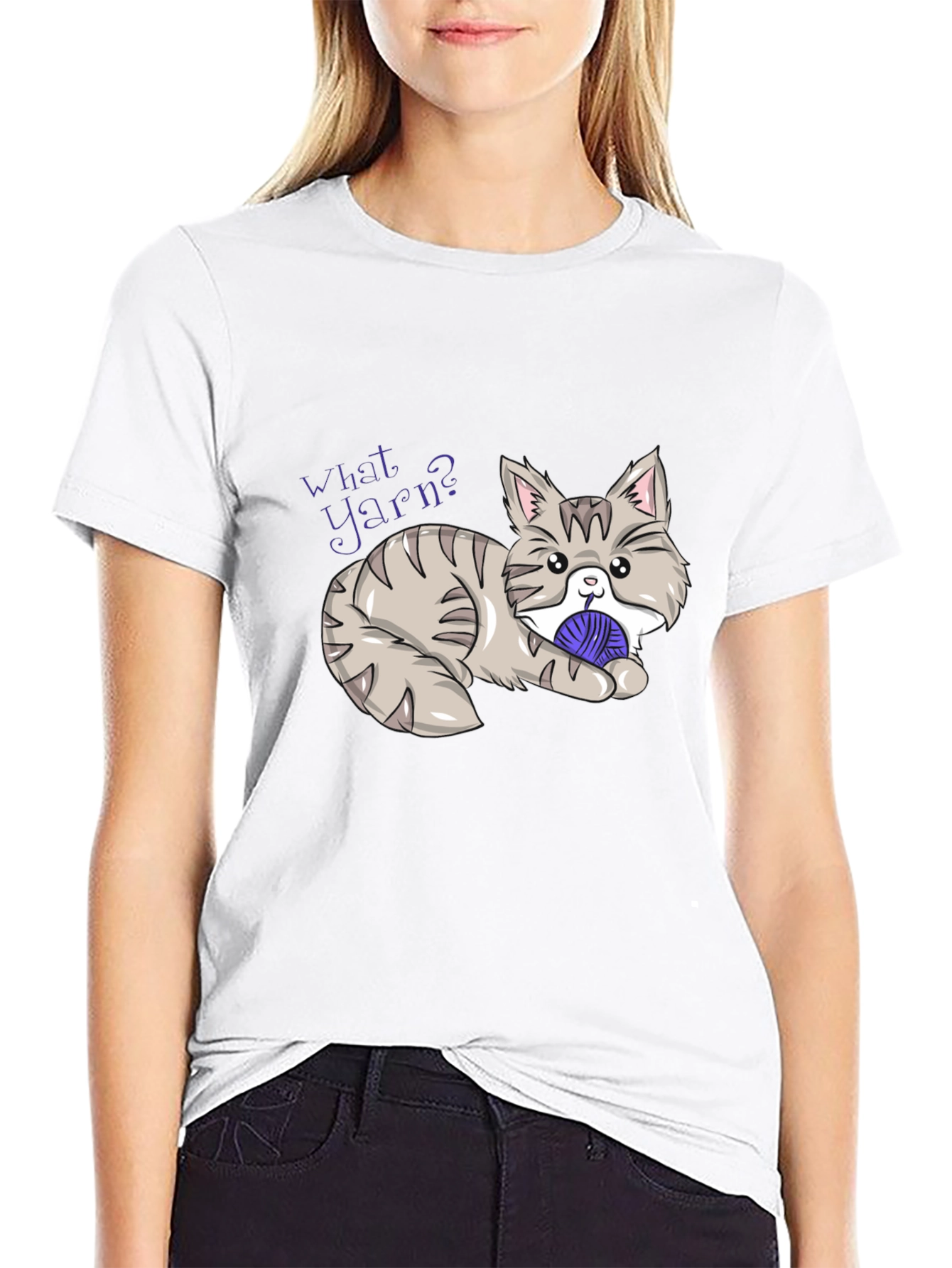 What Yarn? Cat Graphic T-Shirt - Novelty Tee