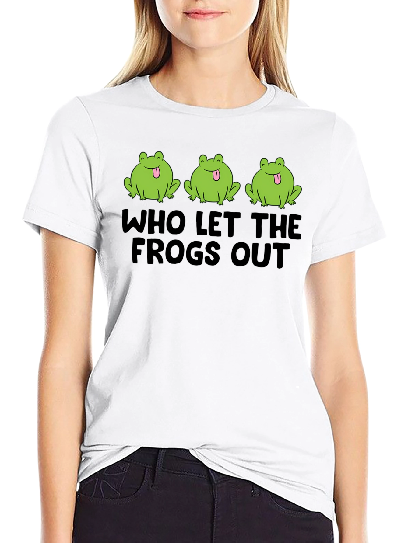 Who Let The Frogs Out Black T-Shirt