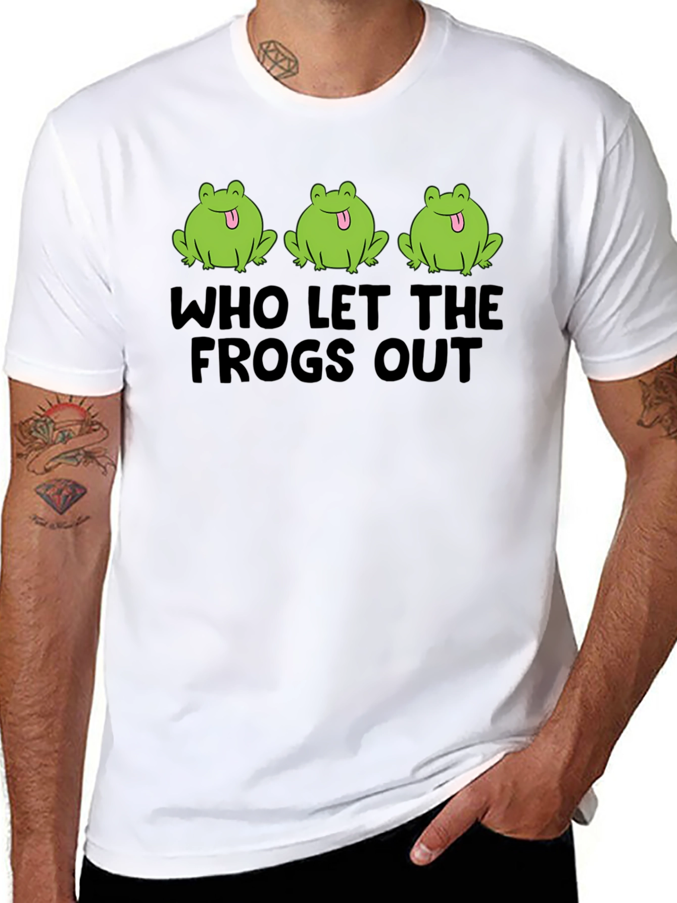 Who Let The Frogs Out Black T-Shirt