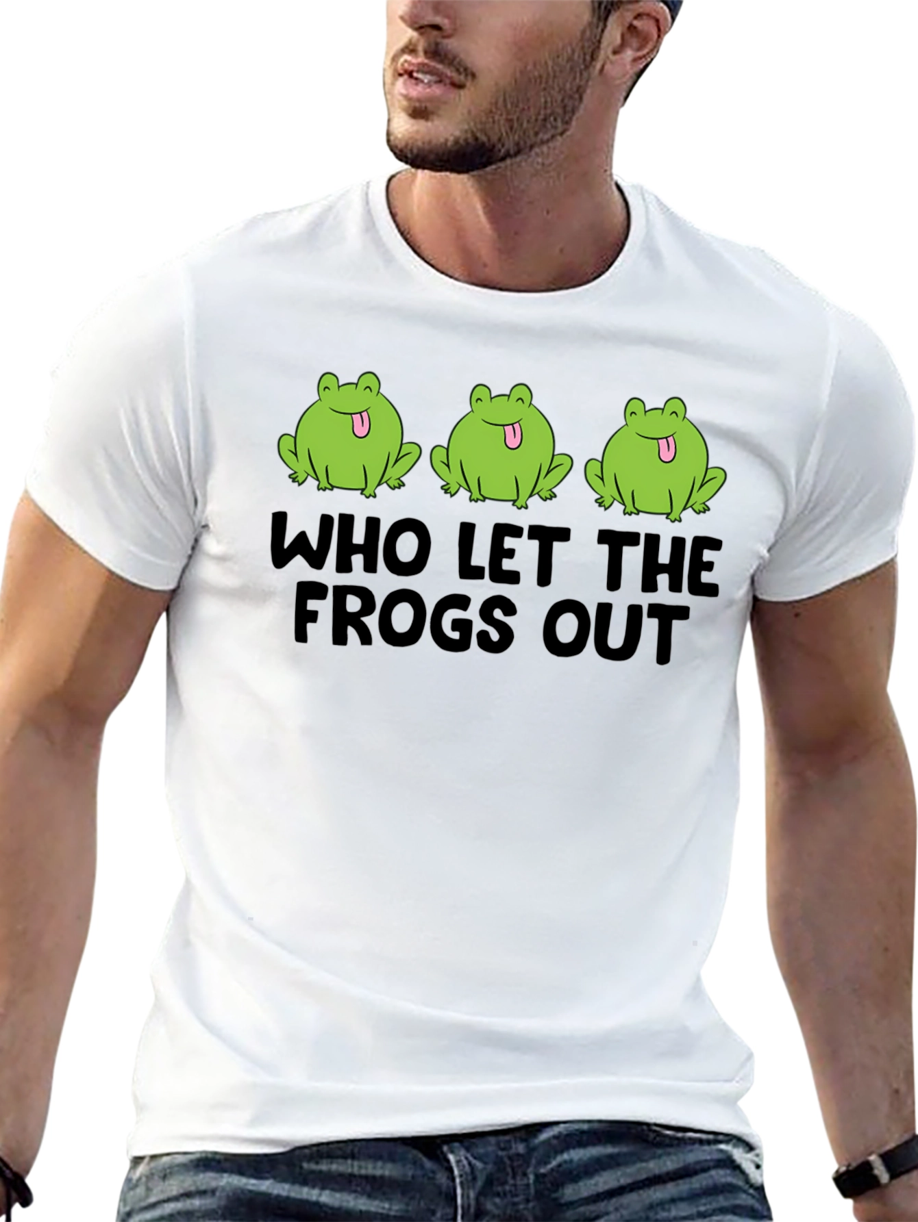 Who Let The Frogs Out Black T-Shirt