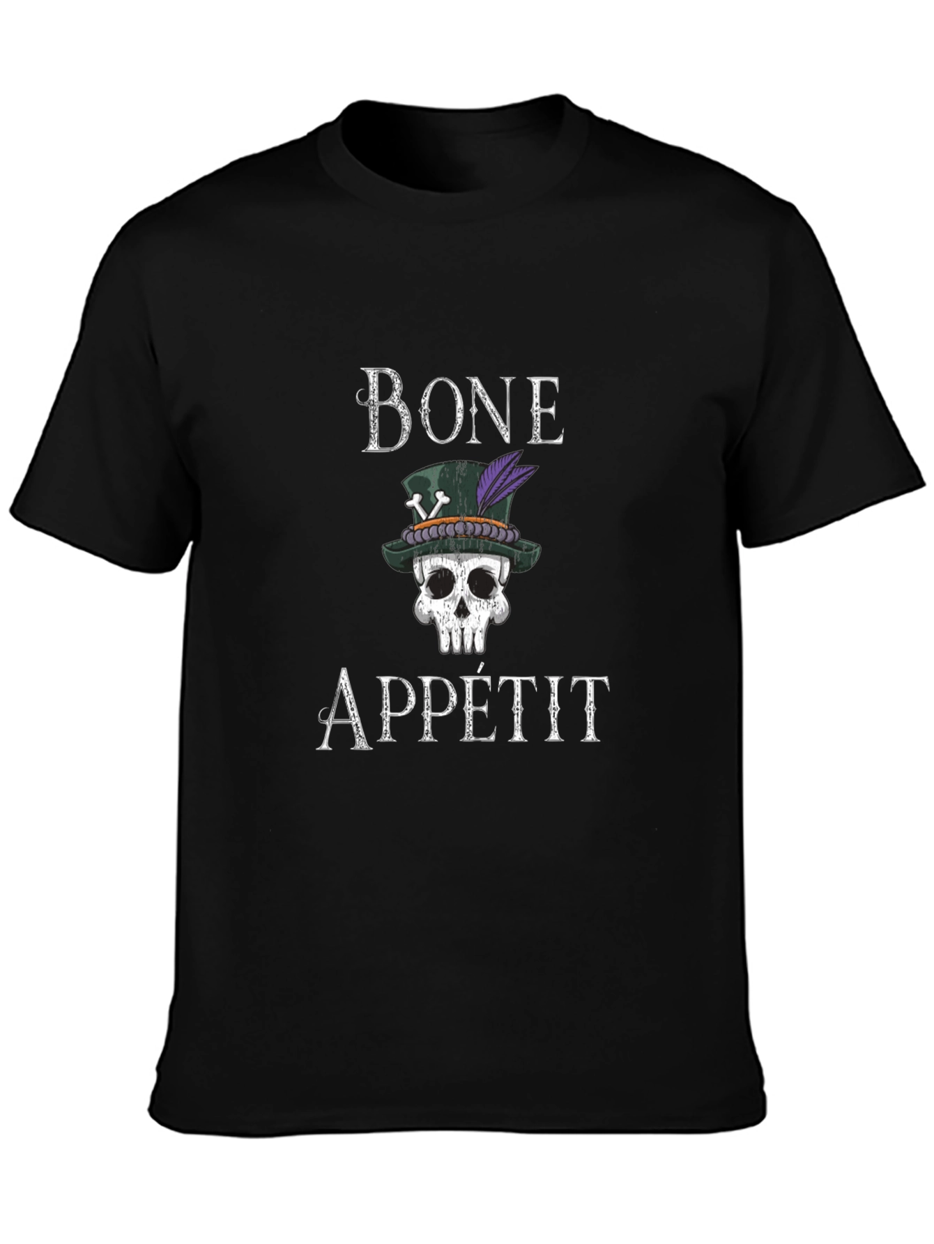Bone Appetit Skull Graphic Tee - Black T-Shirt
