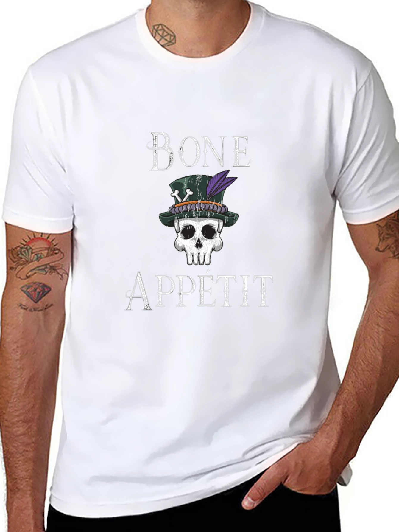 Bone Appetit Skull Graphic Tee - Black T-Shirt