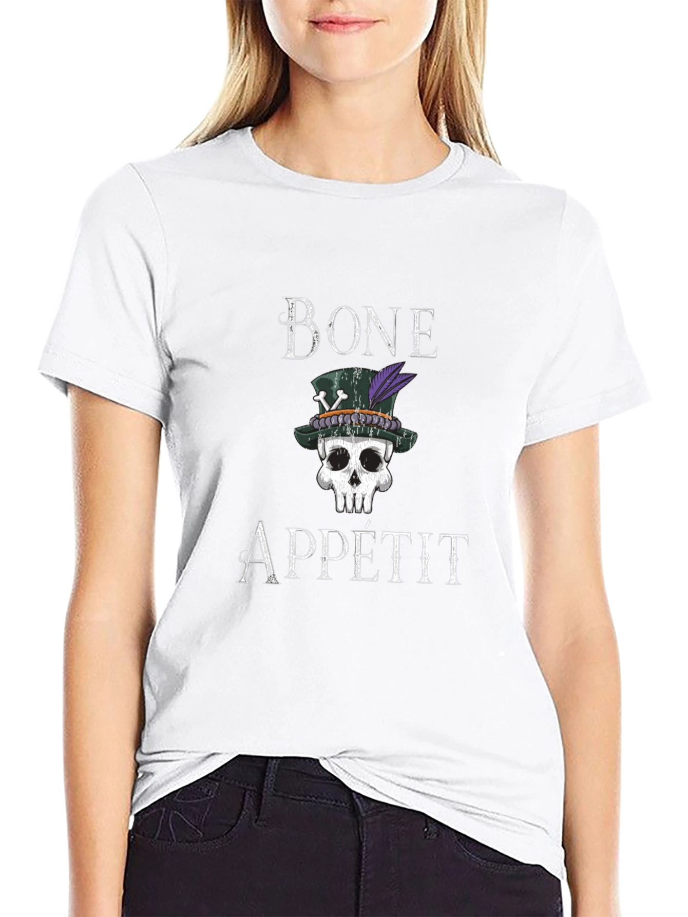Bone Appetit Skull Graphic Tee - Black T-Shirt