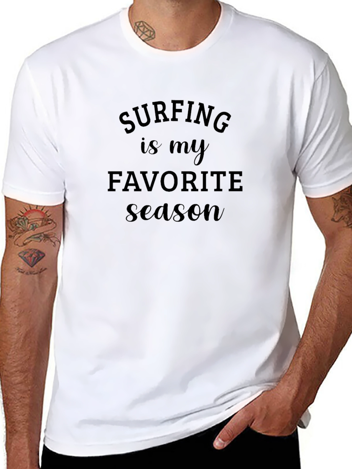 Surfing is my Favorite Season Black T-Shirt