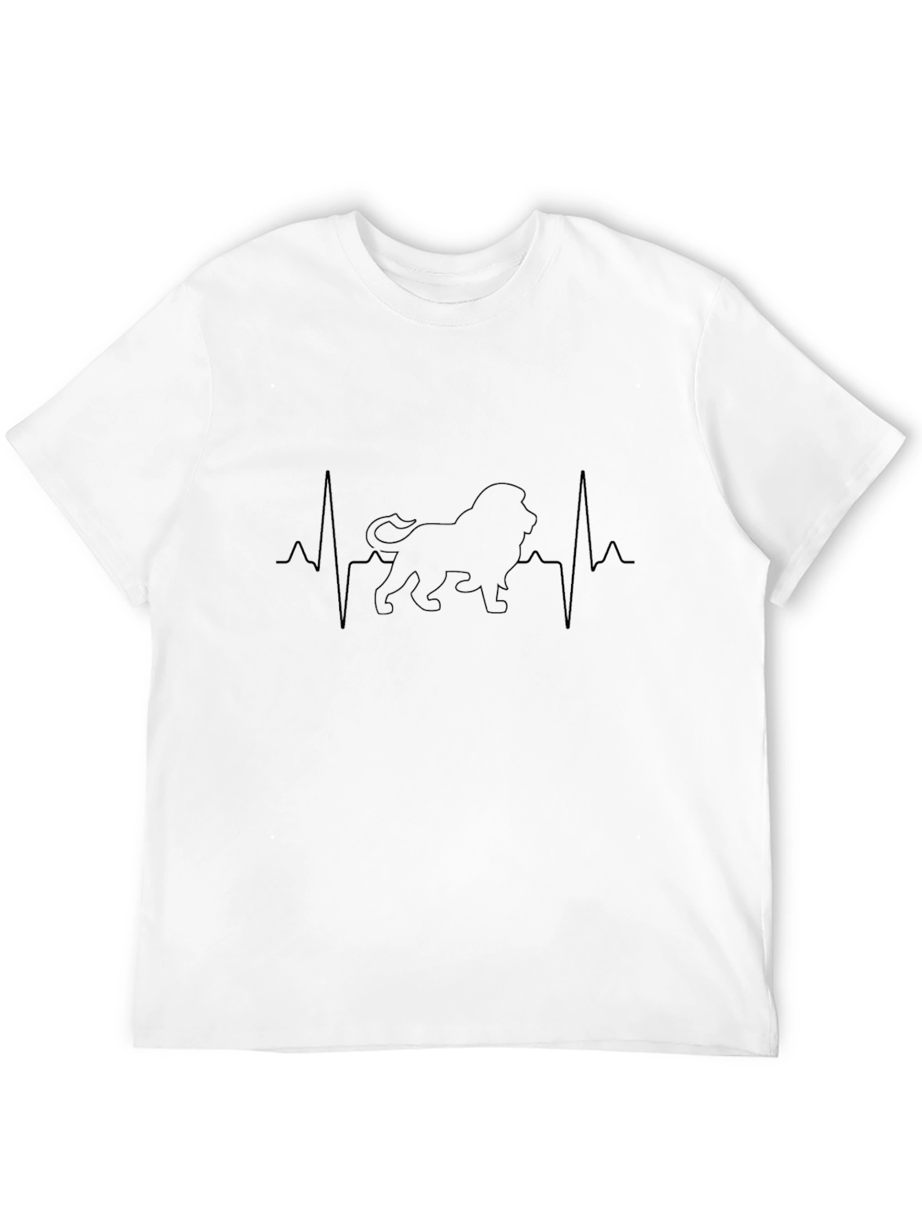 Lion Heartbeat Graphic Tee - Stylish Mens Black T-Shirt