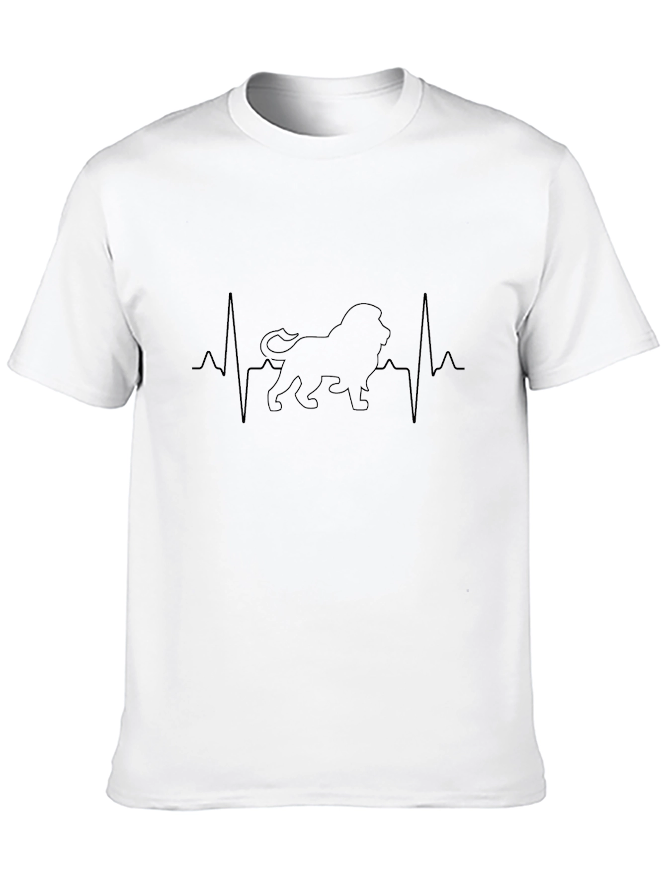 Lion Heartbeat Graphic Tee - Stylish Mens Black T-Shirt