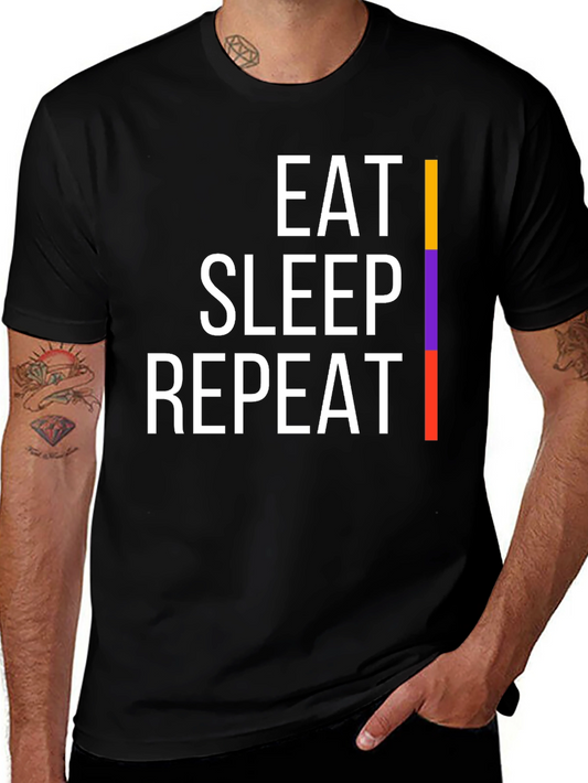 Eat Sleep Repeat Graphic Tee - Black Cotton Comfort