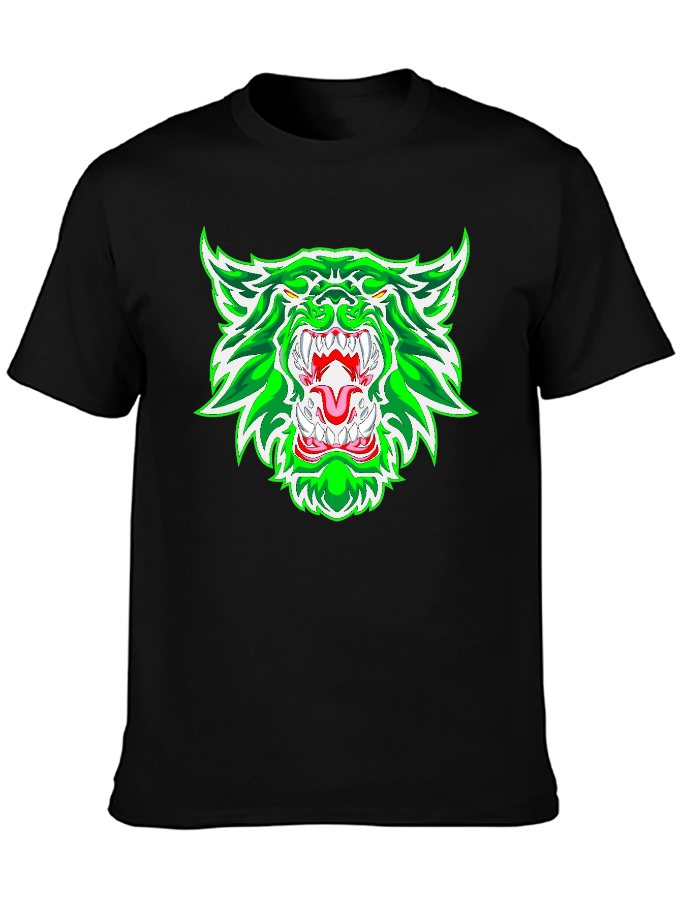 Green Rage Wolf Graphic Print Tee