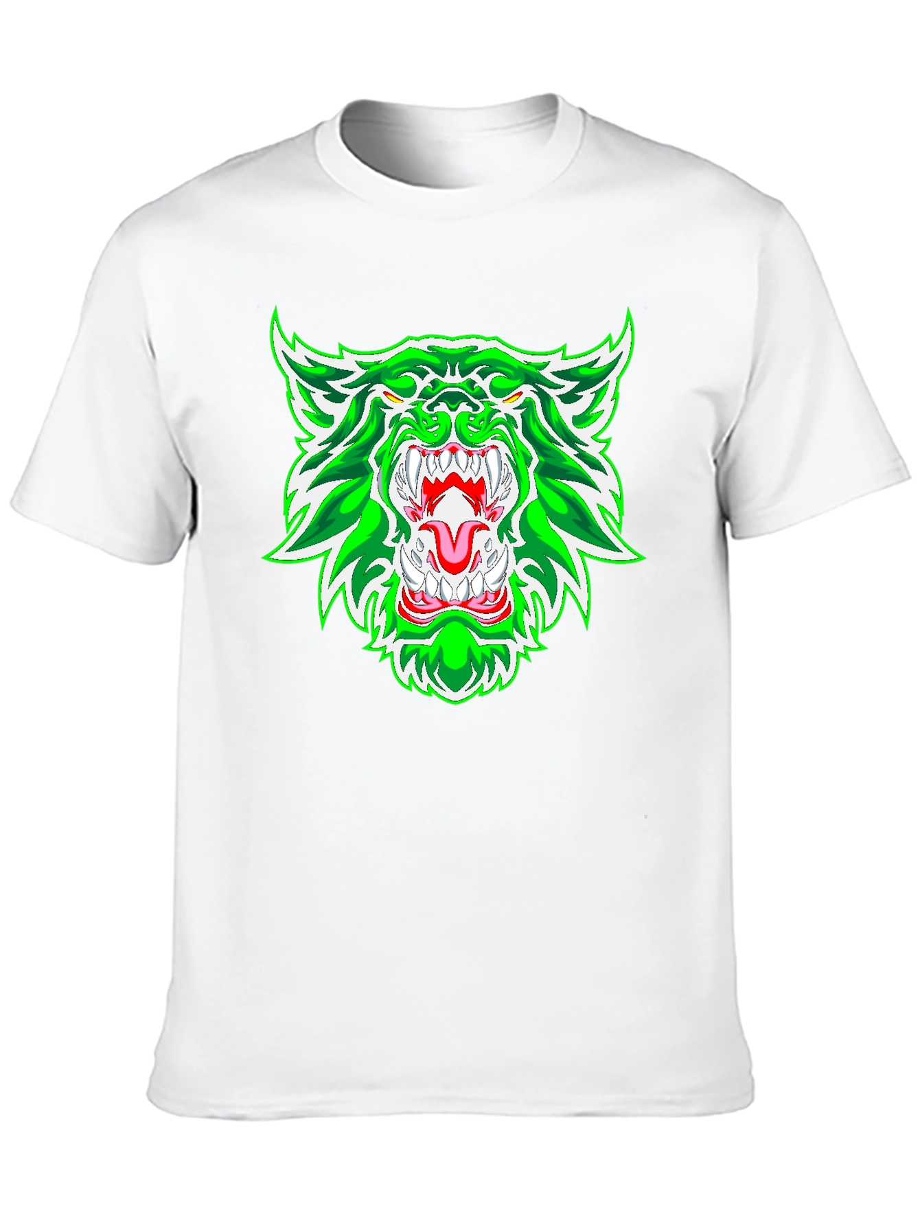 Green Rage Wolf Graphic Print Tee
