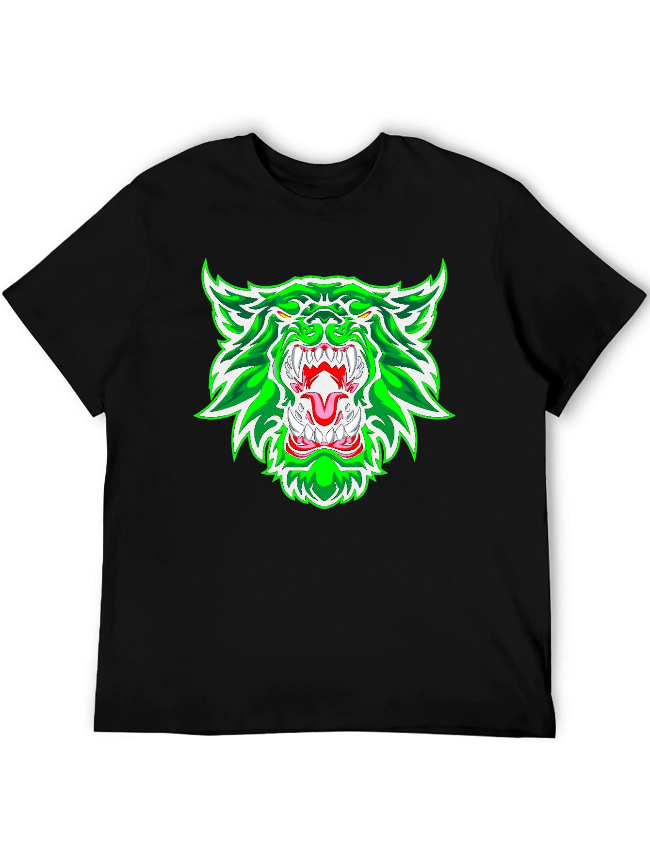 Green Rage Wolf Graphic Print Tee