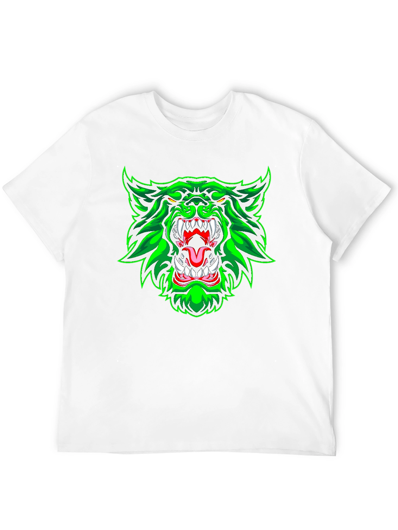 Green Rage Wolf Graphic Print Tee