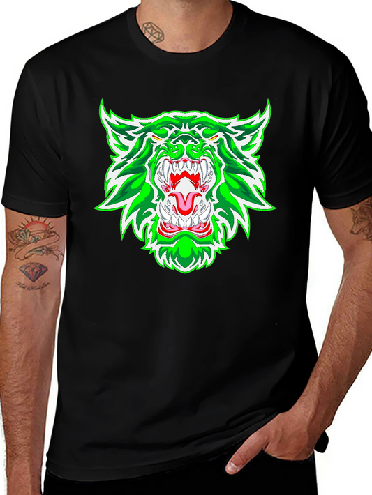 Green Rage Wolf Graphic Print Tee