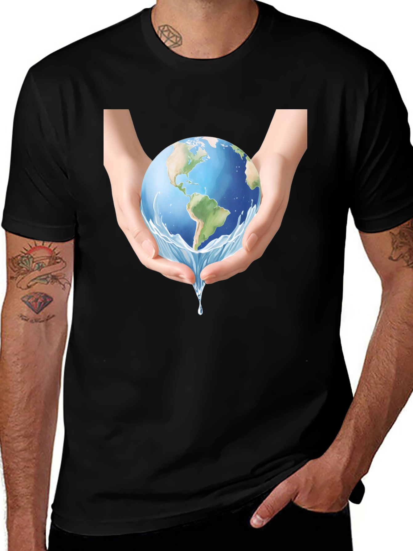 Earth in Hands Graphic Tee - Black