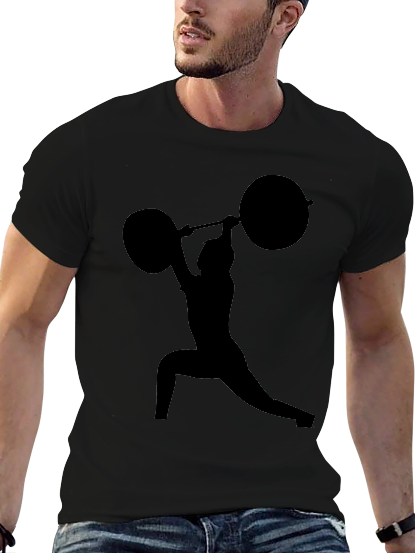 Weightlifting Silhouette Black T-Shirt