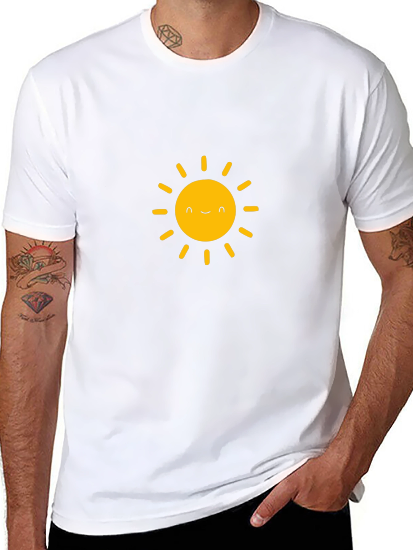 Happy Sun Graphic Tee - Black Cotton T-Shirt