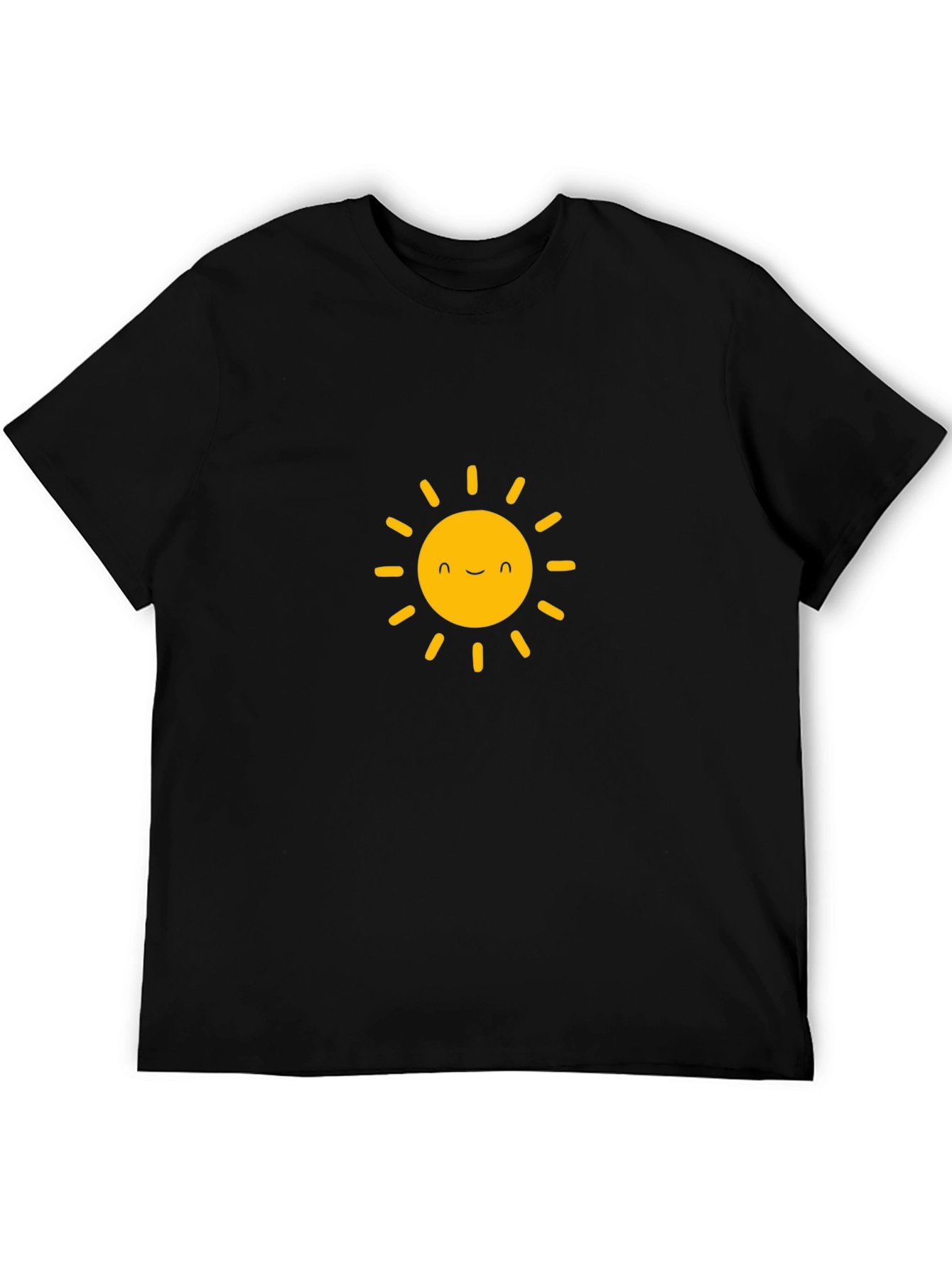 Happy Sun Graphic Tee - Black Cotton T-Shirt