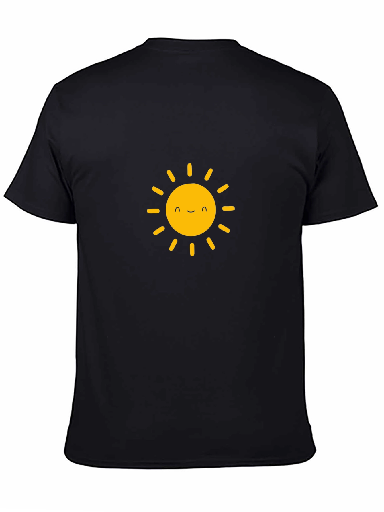Happy Sun Graphic Tee - Black Cotton T-Shirt
