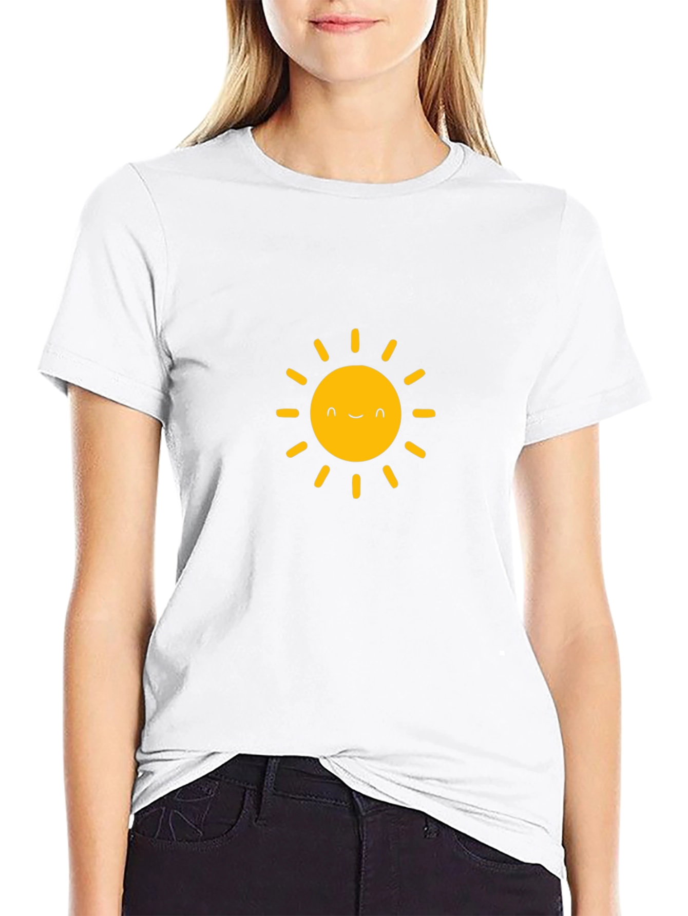 Happy Sun Graphic Tee - Black Cotton T-Shirt