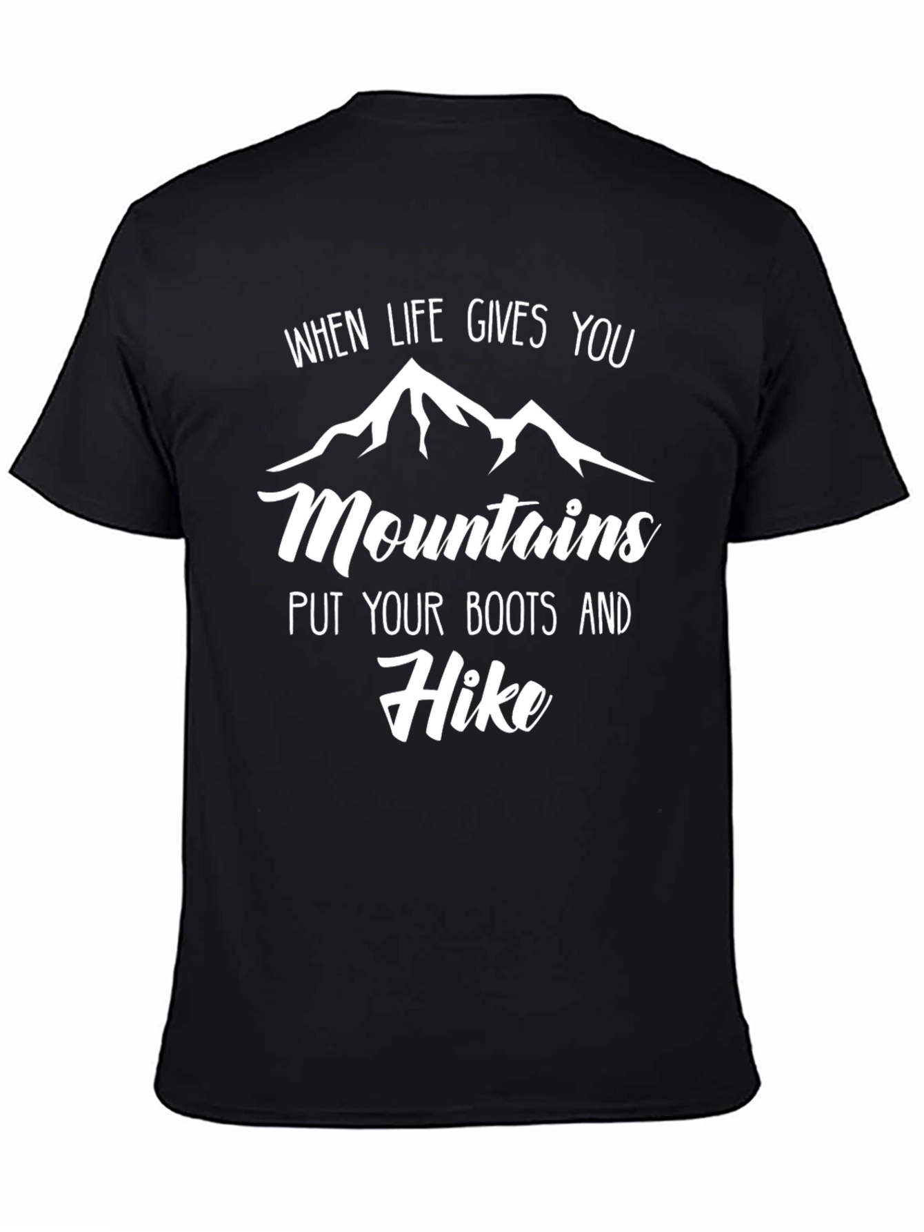 Mountains Hike T-Shirt - Black - Trendy Graphic Tee