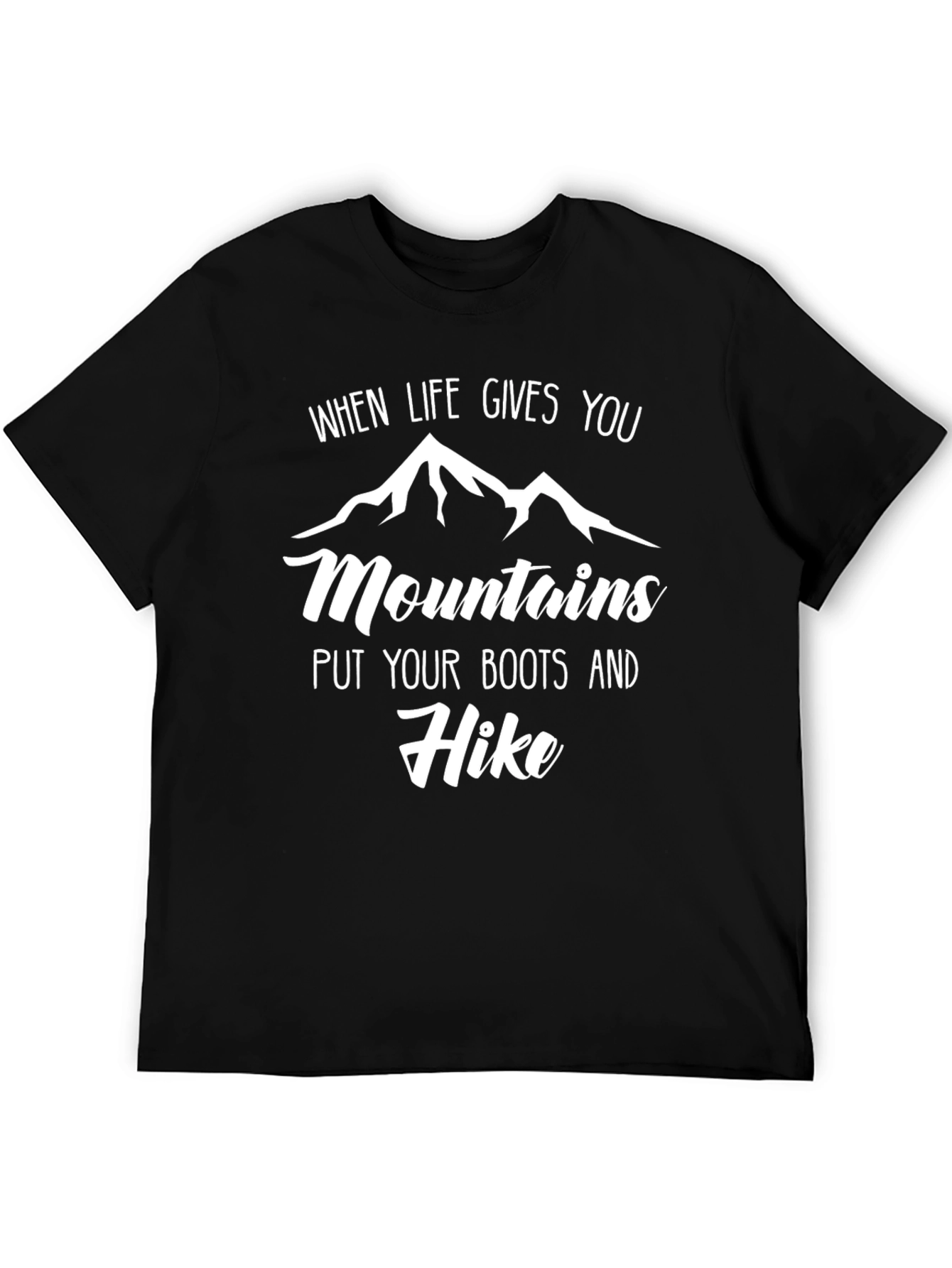Mountains Hike T-Shirt - Black - Trendy Graphic Tee