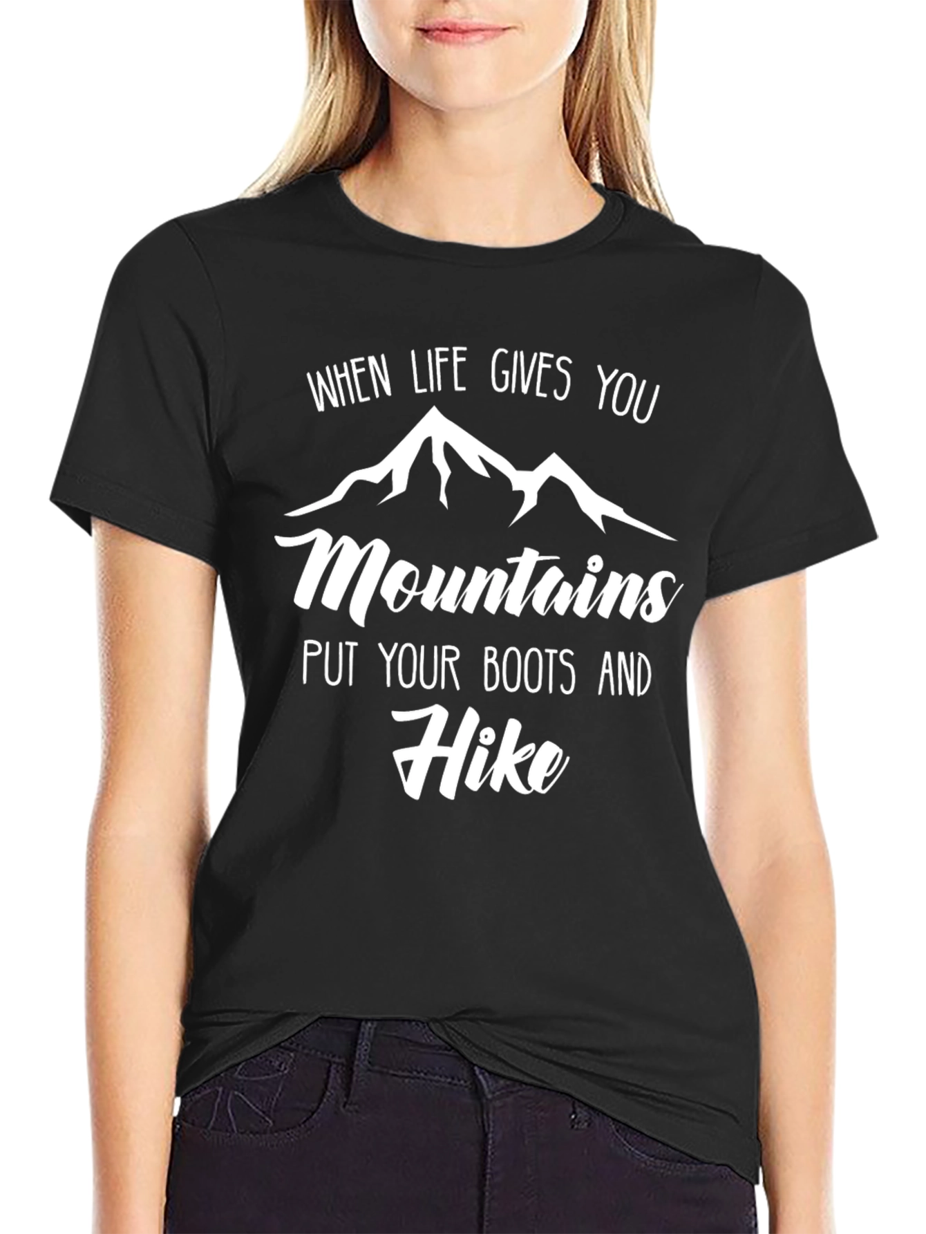 Mountains Hike T-Shirt - Black - Trendy Graphic Tee