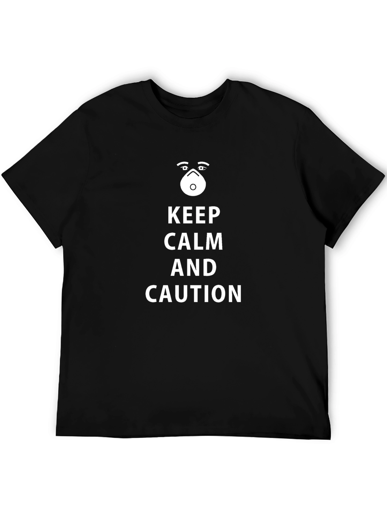 Keep Calm and Caution T-Shirt - Black Novelty Tee