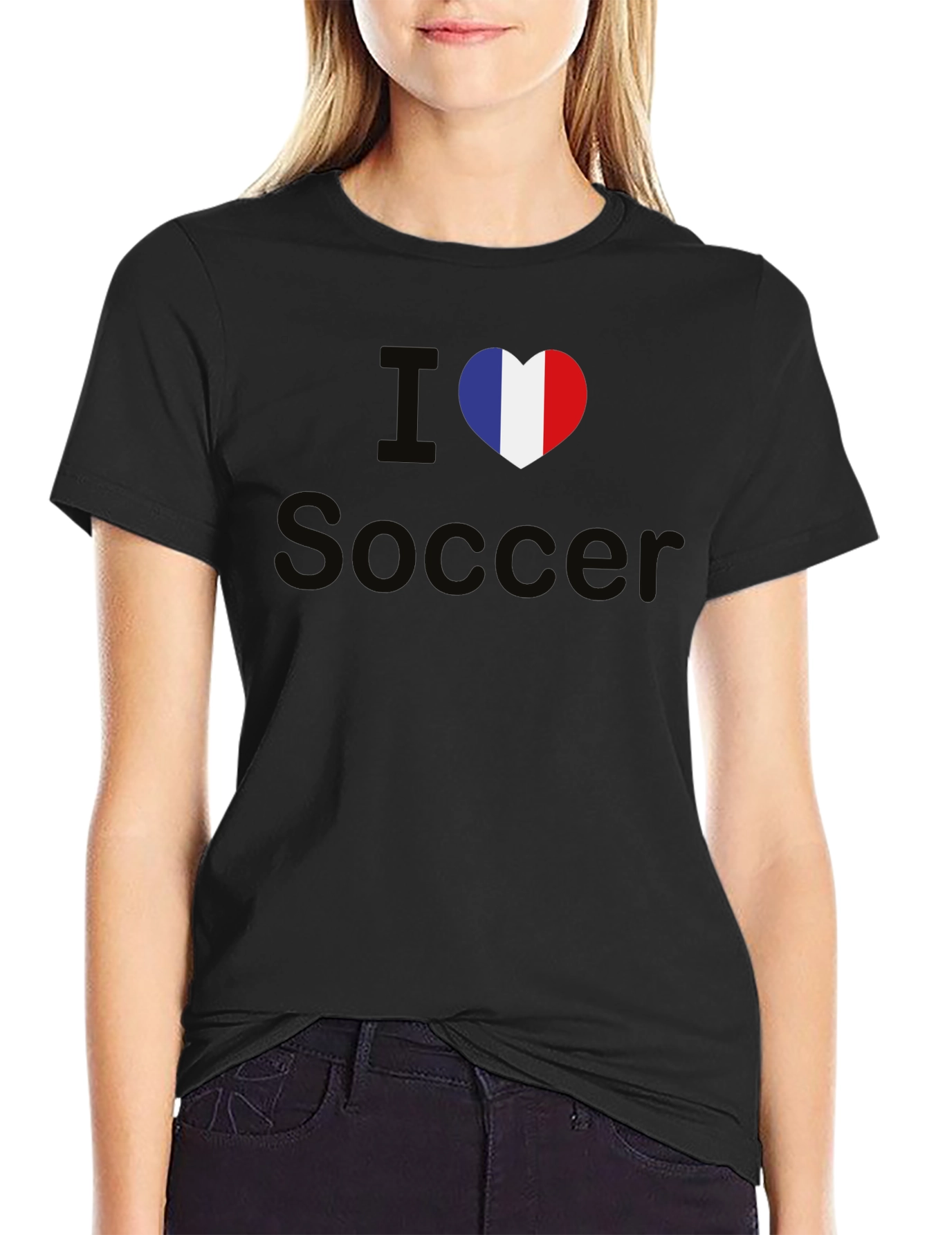 I Love Soccer France Flag Heart T-Shirt