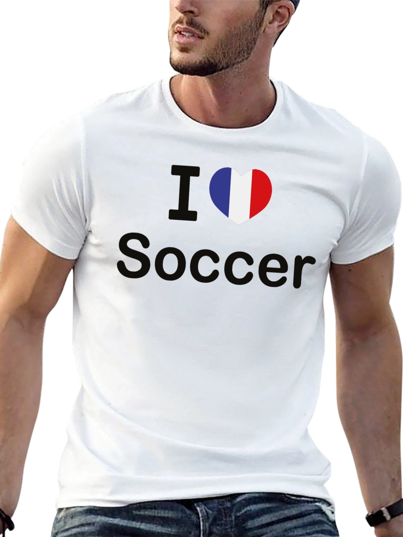 I Love Soccer France Flag Heart T-Shirt