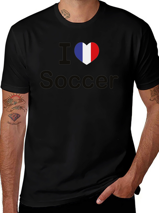 I Love Soccer France Flag Heart T-Shirt