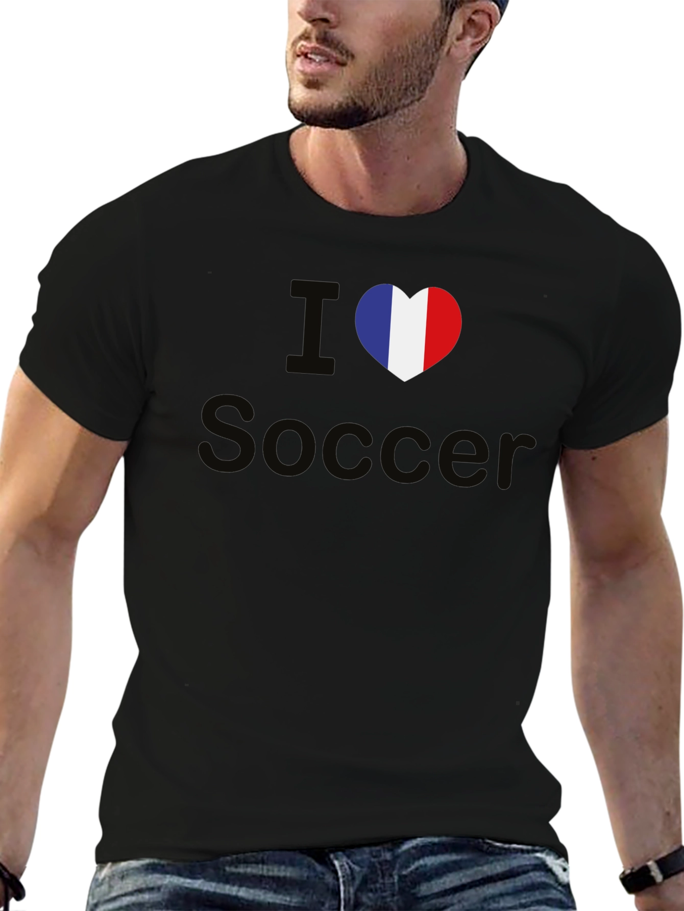 I Love Soccer France Flag Heart T-Shirt