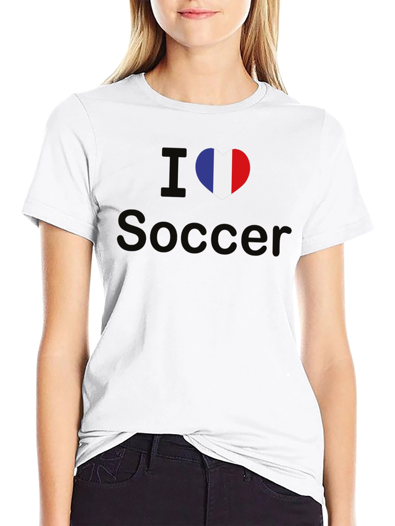 I Love Soccer France Flag Heart T-Shirt