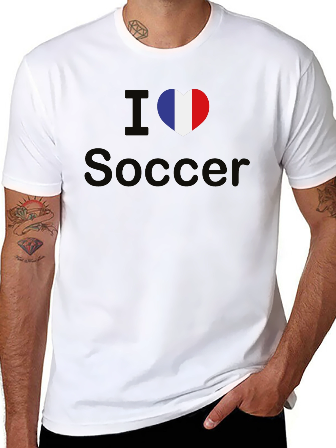 I Love Soccer France Flag Heart T-Shirt