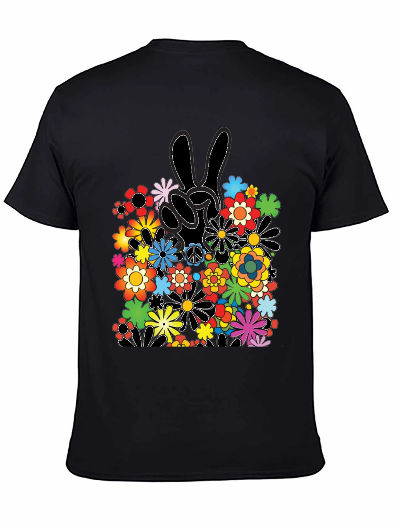 Peace Sign Floral T-Shirt - Retro Hippie Vibes