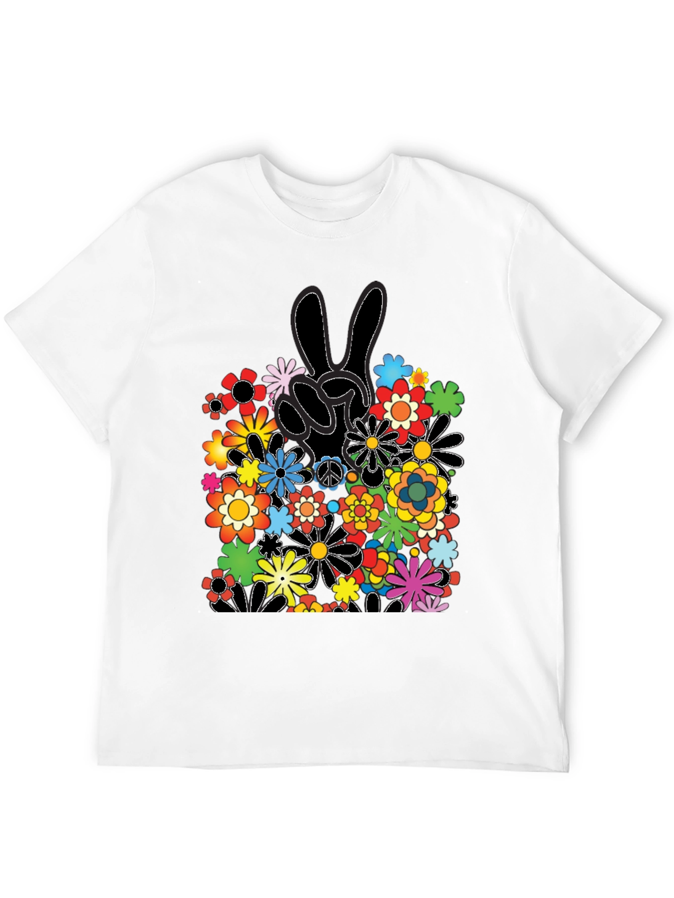 Peace Sign Floral T-Shirt - Retro Hippie Vibes