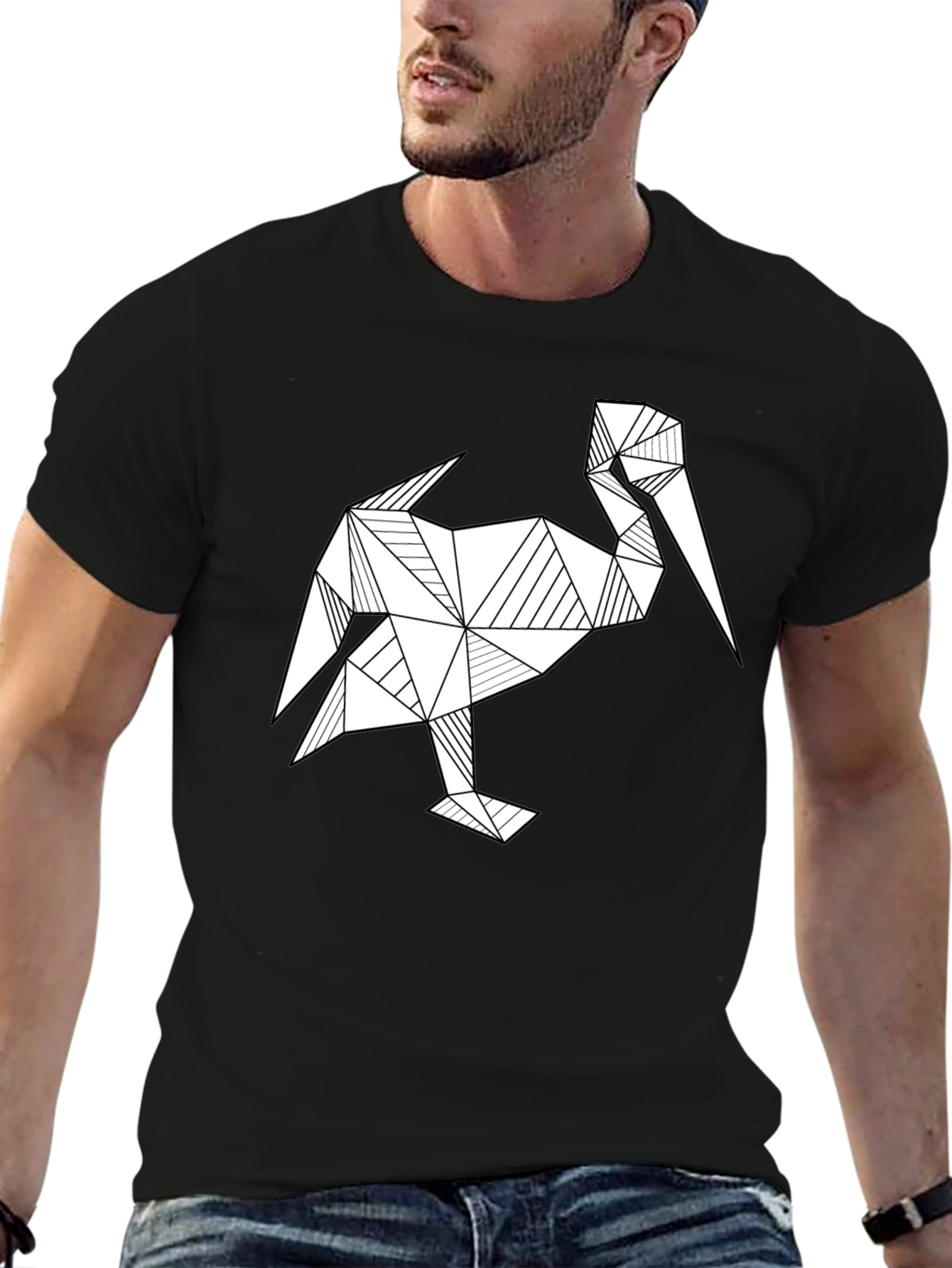 Geometric Pelican Graphic T-Shirt