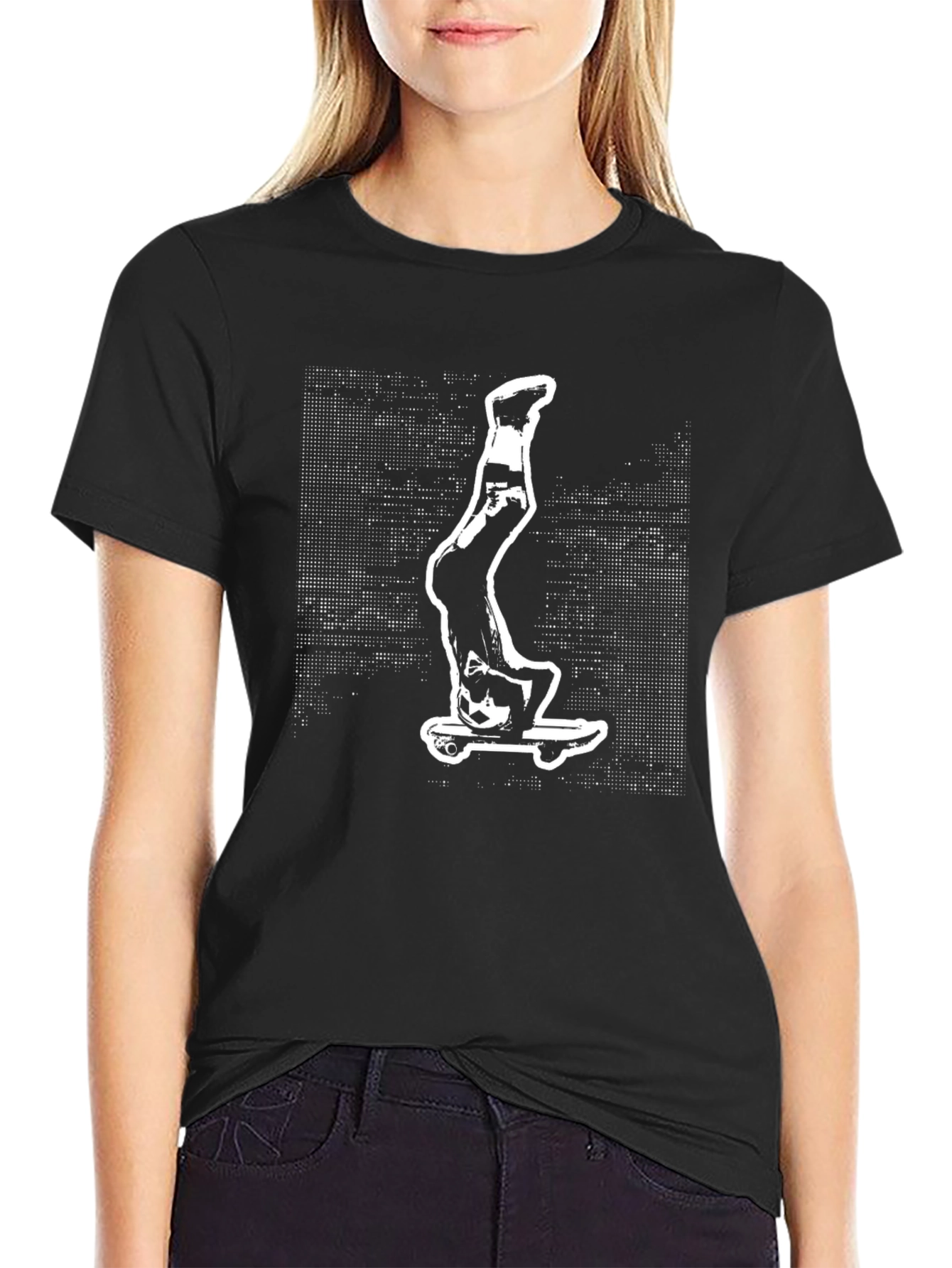 Skateboard Headstand Graphic Tee - Black