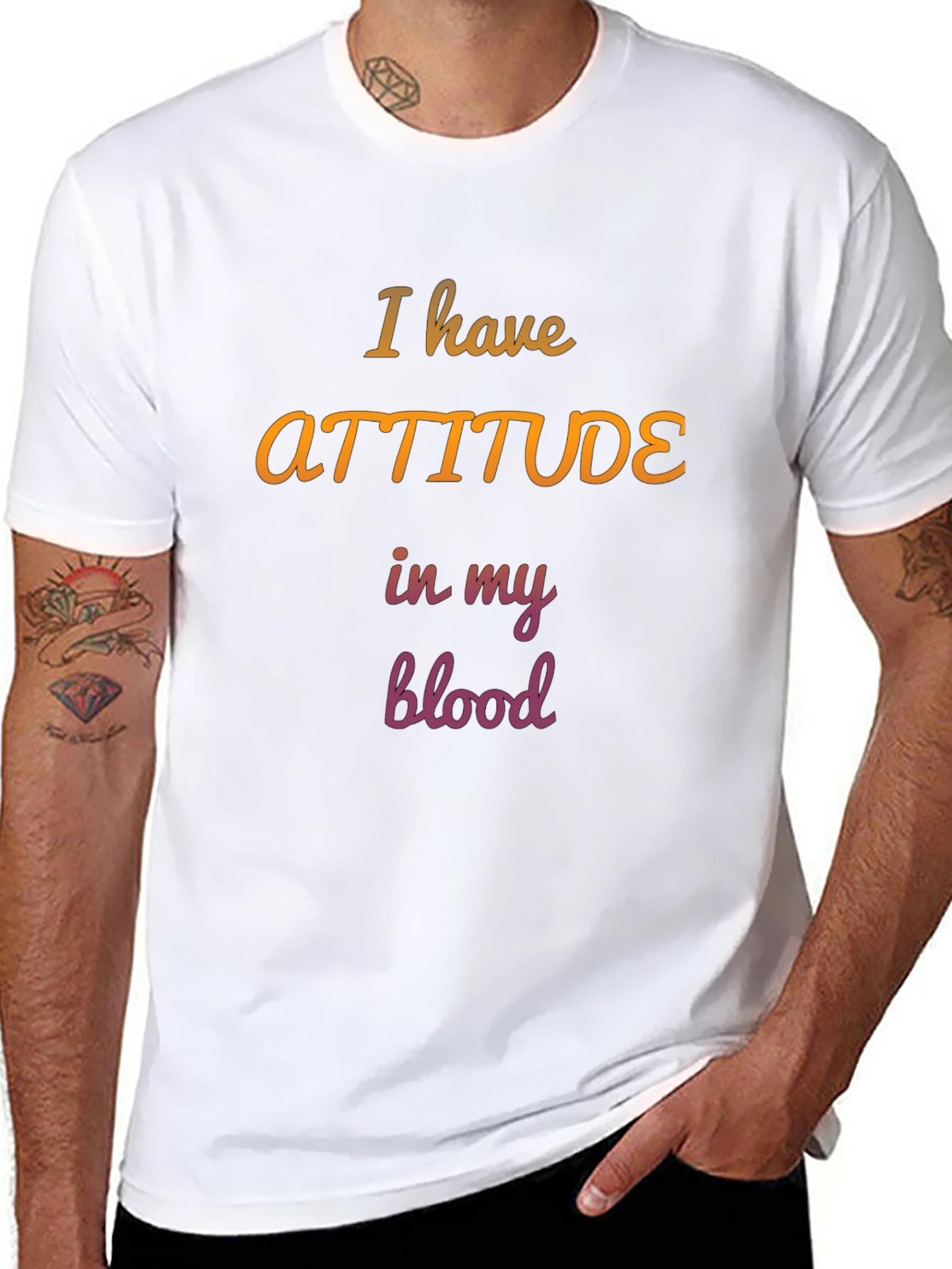 Attitude In My Blood Black Graphic T-Shirt