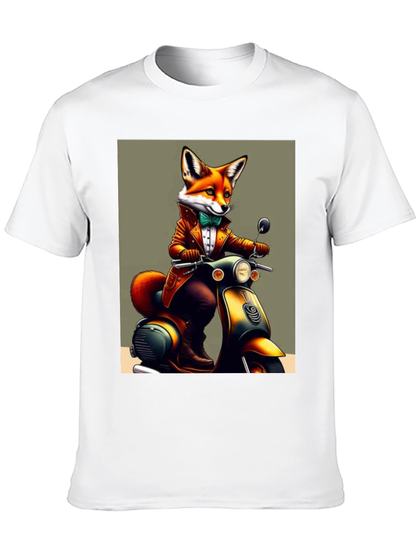 Fox on Scooter Graphic T-Shirt