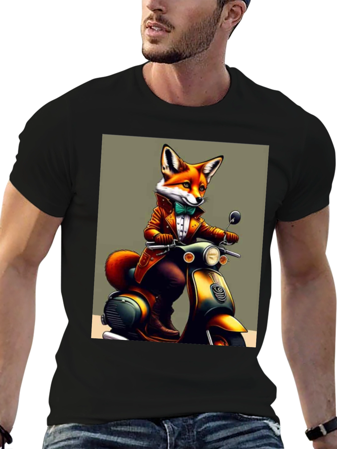 Fox on Scooter Graphic T-Shirt