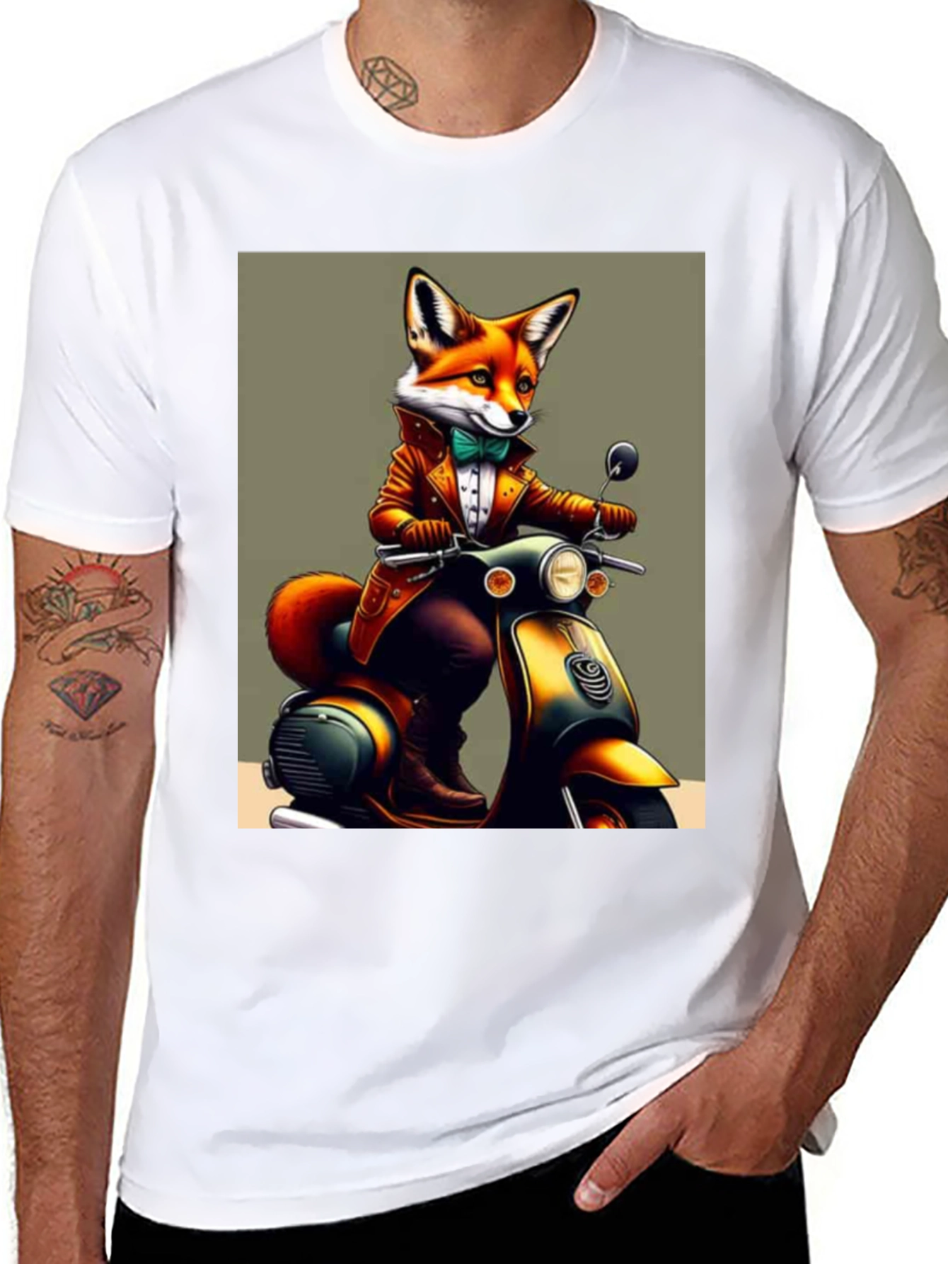 Fox on Scooter Graphic T-Shirt