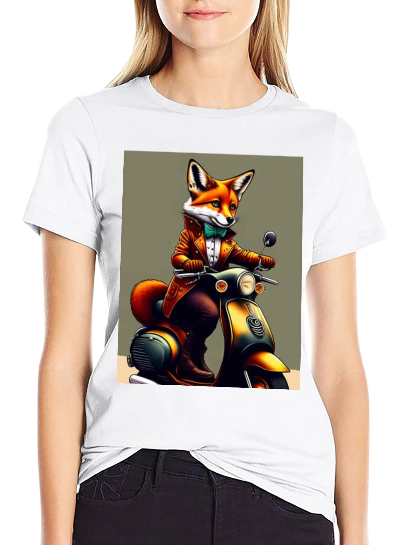 Fox on Scooter Graphic T-Shirt