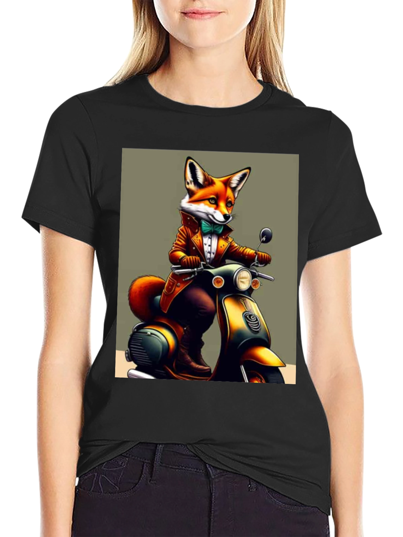 Fox on Scooter Graphic T-Shirt